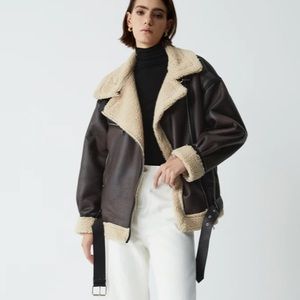 Sherpa Lined Shearling Leather Flight Jacket